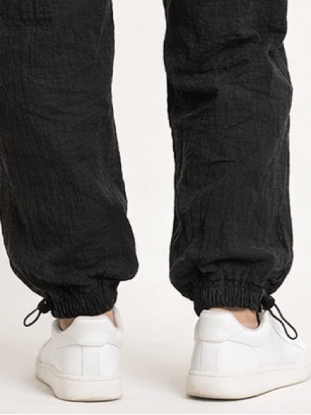 Black Cargo Drawstring Pants - Picture 2 of 3